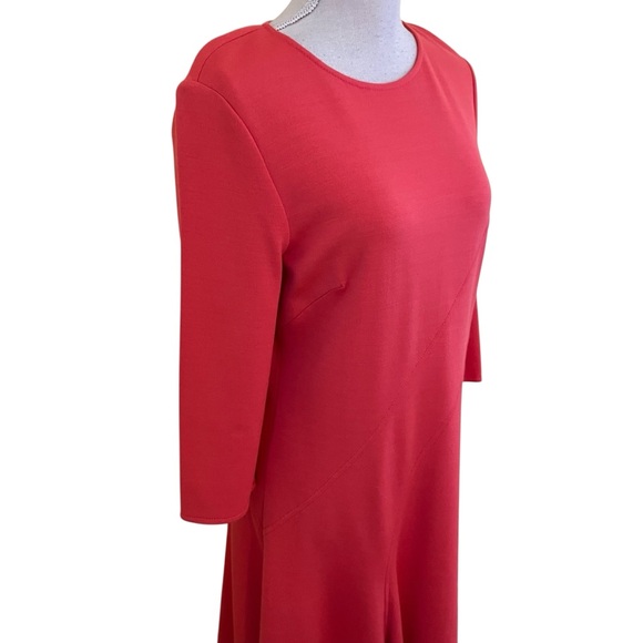 St. John "Pink Grapefruit" Wool Blend Bias Seam Flare Aline Dress 10 - Picture 5 of 13